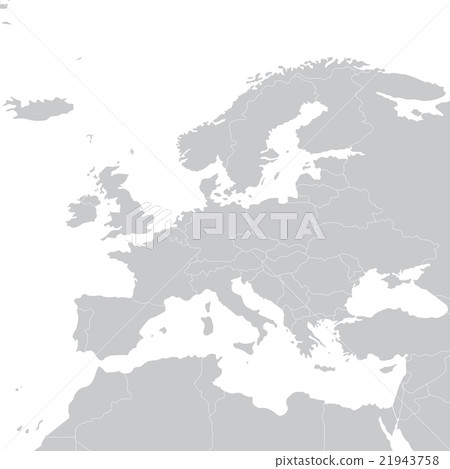 Grey political map of Europe. Political Europe map 21943758