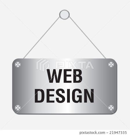 silver metallic web design sign hanging on the wal 21947335