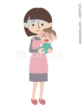 Mother of an apron and a baby of a cold 21947515