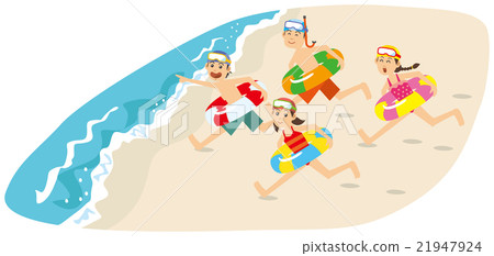 Children running towards the sea Children running towards the sea 21947924