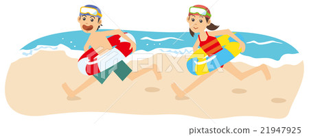 Children running on the beach Children running on the beach 21947925