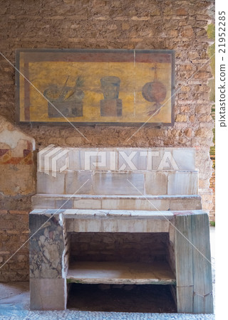 Stone sculpture in Ostia old town, Rome, Italy. 21952285