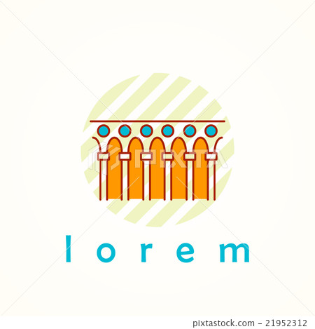 Monument and colonnade thin line colorful vector Monument and colonnade thin line colorful vector 21952312