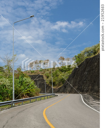 Asphalt curve road with lighting pole 21952683