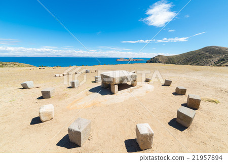 Inca's sacrifice table on Island of the Sun, Bolivia Inca's sacrifice table on Island of the Sun, Bolivia 21957894