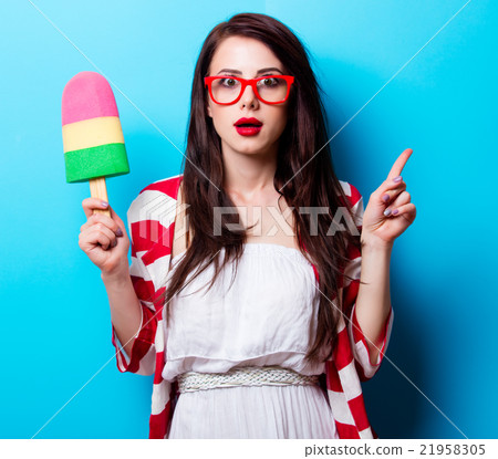 portrait of the young woman with toy 21958305