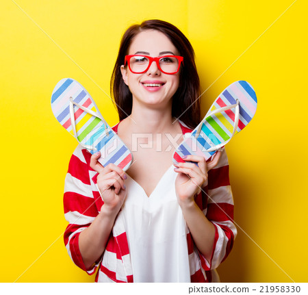 portrait of the young woman with sandals portrait of the young woman with sandals 21958330