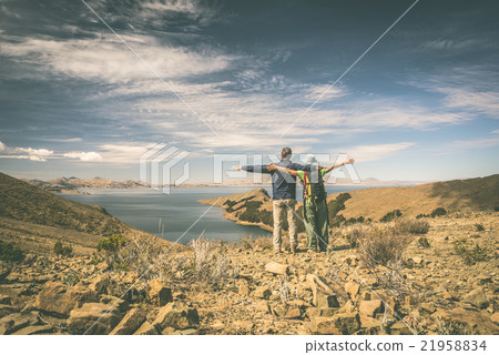 Couple on Island of the Sun, Titicaca Lake, Bolivia 21958834