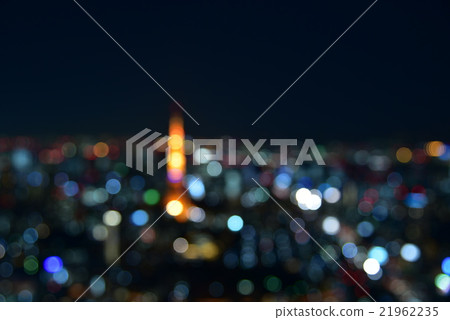 東京鐵塔和夜景在東京中央軟焦點 東京鐵塔和夜景在東京中央軟焦點 21962235