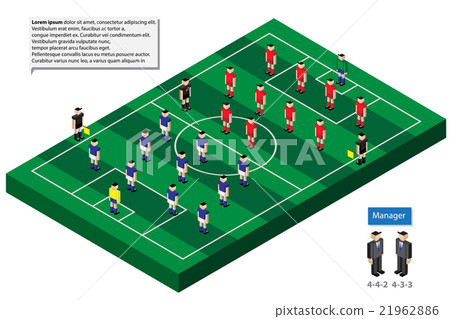 football team formation model with grass field  21962886