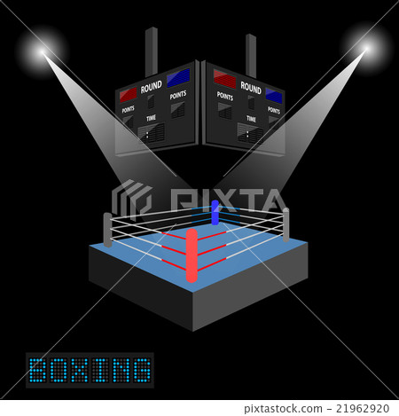 Boxing ring surrounded by spotlight  21962920