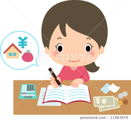 A young lady who writes household account book A young lady who writes household account book 21963979