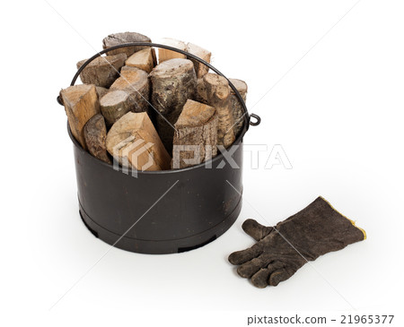 Metal basket of firewood Metal basket of firewood 21965377