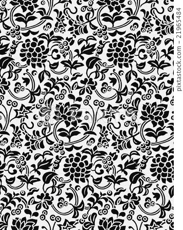 Continuous pattern Flower pattern Black B Seamless - Stock Illustration ...