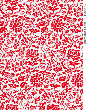 Continuous flower pattern - Red-B - Stock Illustration [21965487] - PIXTA