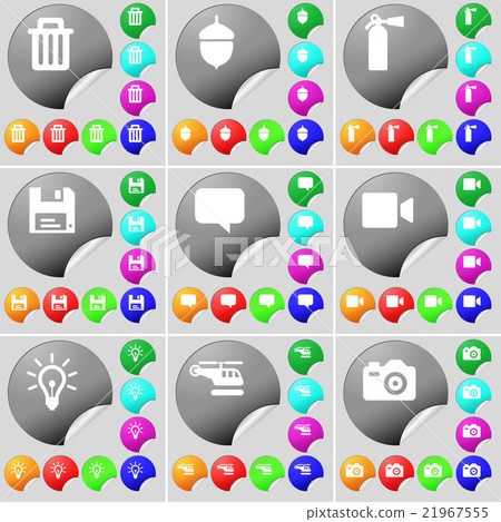 Trash can, Acorn, Fire extinguisher, Floppy disk, Trash can, Acorn, Fire extinguisher, Floppy disk, 21967555