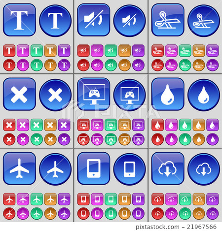 T, Mute, Scissors, Stop, Monitor, Drop, Airplane, 21967566