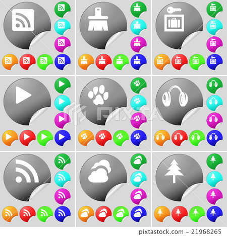 RSS, Brush, Vault, Media play, Paw, Headphones, RS RSS, Brush, Vault, Media play, Paw, Headphones, RS 21968265