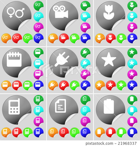 Gender symbols, Film camera, Flower, Calendar, Soc Gender symbols, Film camera, Flower, Calendar, Soc 21968337