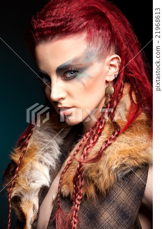 Creative portrait of a girl with a contrasting color 21968613