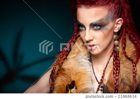 Creative portrait of a girl with a contrasting color 21968614