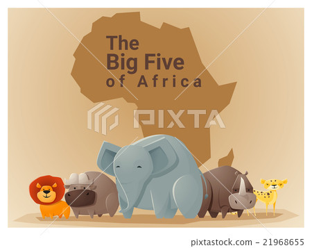 Wild African animal background Big five 1 - Stock Illustration [21968655] -  PIXTA
