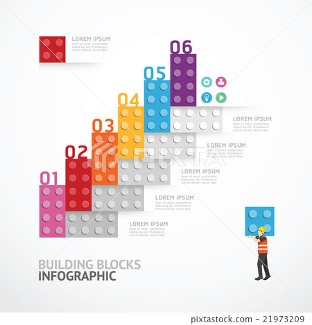 Infographic Template step building blocks banner 21973209