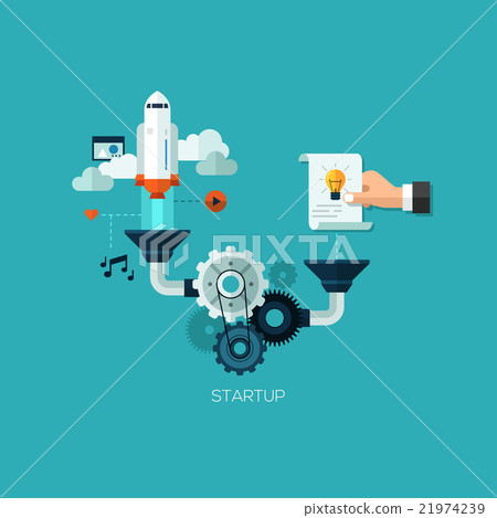 Startup launching process flat web infographic Startup launching process flat web infographic 21974239