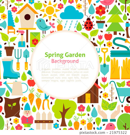 Flat Spring Garden Vector Background 21975322