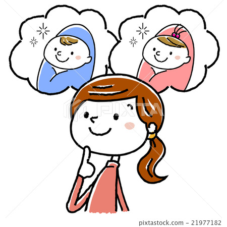 Illustration material: Pregnant woman and born child 21977182