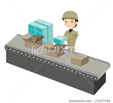 Worker performing box packing work - Stock Illustration [21977584] - PIXTA