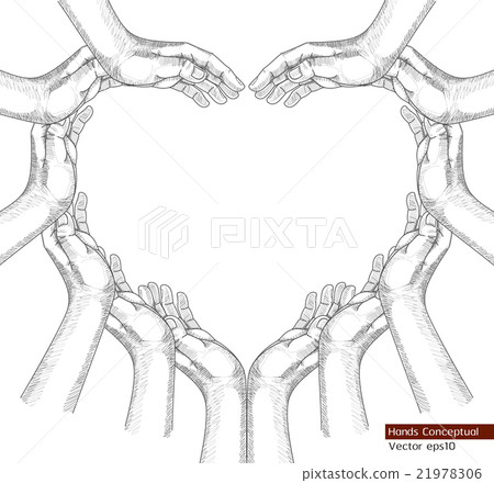 Hands Hart Shape Drawing Conceptual. 21978306