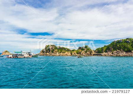 Rocky island with Turquoise Water palm tree Rocky island with Turquoise Water palm tree 21979127