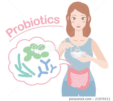 吃酸奶和probiotics圖像例證的婦女 吃酸奶和probiotics圖像例證的婦女 21979311