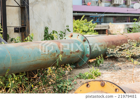 Stopcock on the pipe among grass beneath Stopcock on the pipe among grass beneath 21979481