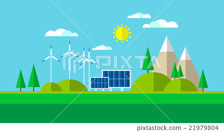 Wind Turbine Solar Energy Panel Mountain Wind Turbine Solar Energy Panel Mountain 21979804
