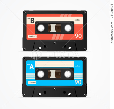 Colorful Cassette Tape Old Set. Vector 21980421