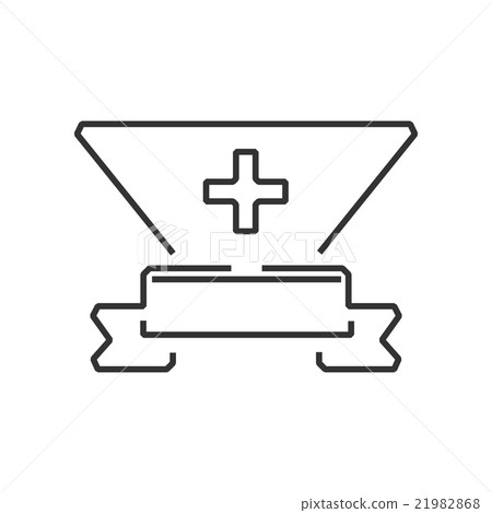 line icon  ambulance symbols on Triangle label 21982868