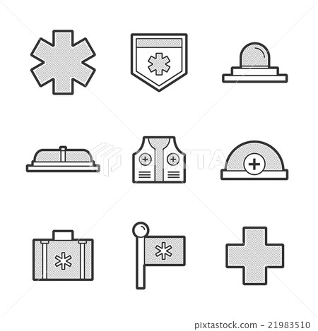 Medical Ambulance equipment set icons Medical Ambulance equipment set icons 21983510