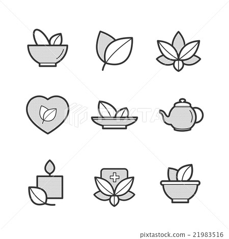 Set of Alternative Medicine, herb Icons - Stock Illustration [21983516 ...