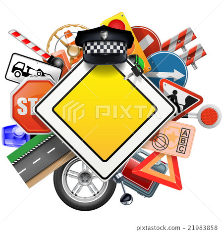 Vector Road Signs with Car Parts 21983858