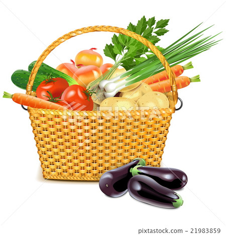 Vector Wicker Basket with Vegetables 21983859
