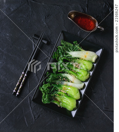 Cooked bok choy with sesame seeds Cooked bok choy with sesame seeds 21986247