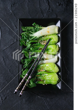 Cooked bok choy with sesame seeds 21986249