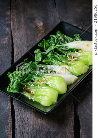 Cooked bok choy with sesame seeds 21986250