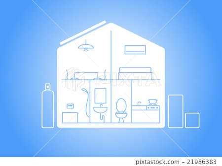 房屋橫斷面,設有客廳、臥室、浴室、盥洗室、衛生間和廚房 房屋橫斷面,設有客廳、臥室、浴室、盥洗室、衛生間和廚房 21986383