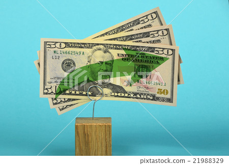 US dollar growth illustrated over blue 21988329