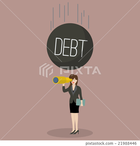 Heavy debt falling to careless business woman Heavy debt falling to careless business woman 21988446