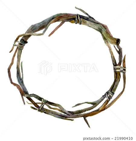 Watercolor wreath in boho style. - Stock Illustration [21990410] - PIXTA