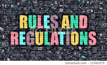 Rules and Regulations on Dark Brick Wall. Rules and Regulations on Dark Brick Wall. 21992079